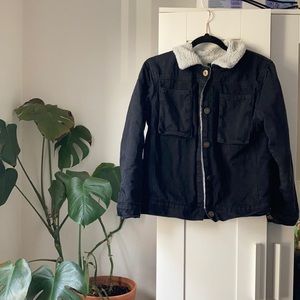 ZAFUL Sherpa lined Black Denim Jacket
